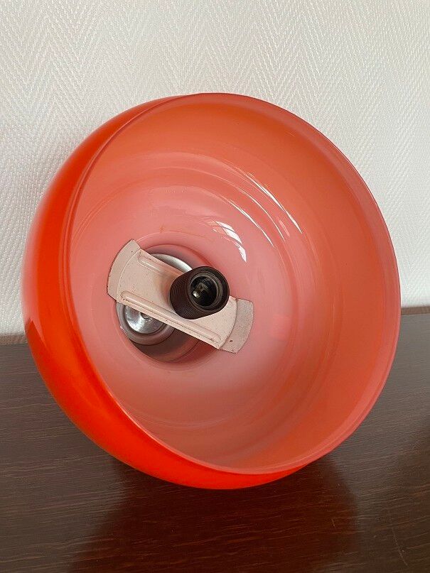 Orange opaline serpentine table lamp and vintage fabric