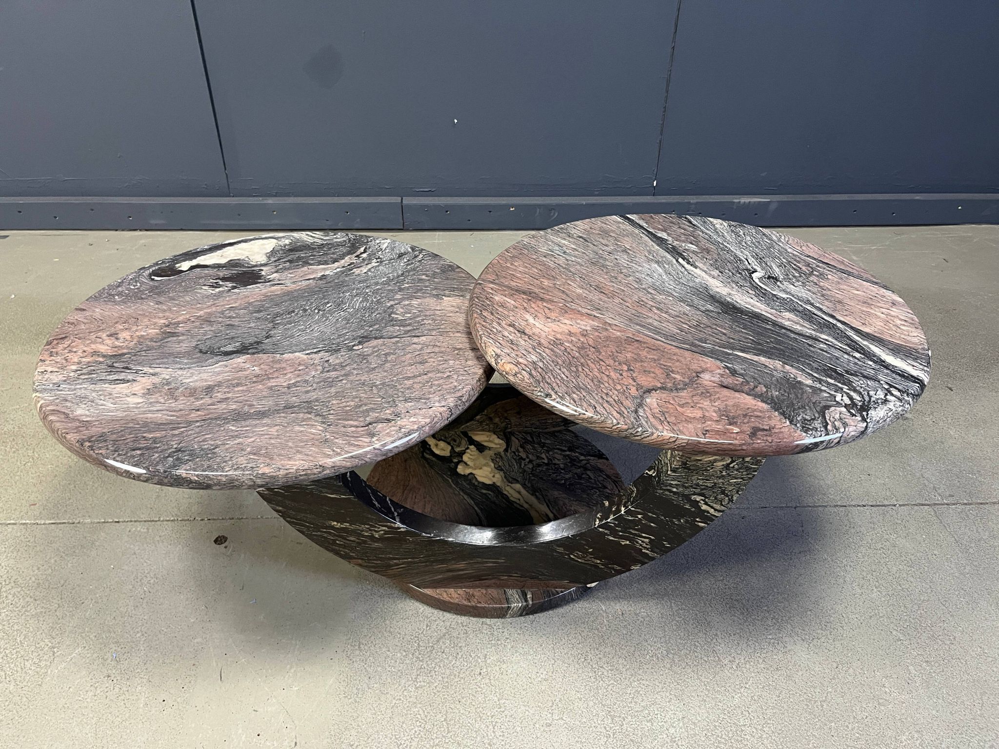 Table basse en marbre vintage à deux niveaux, années 1970