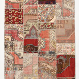 5x8 Neutral Red Beige Oushak Patchwork Rug 245x168Cm