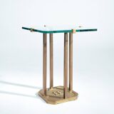 Peter Ghyczy t18 bronze cut glass sidetable, brutalist classic