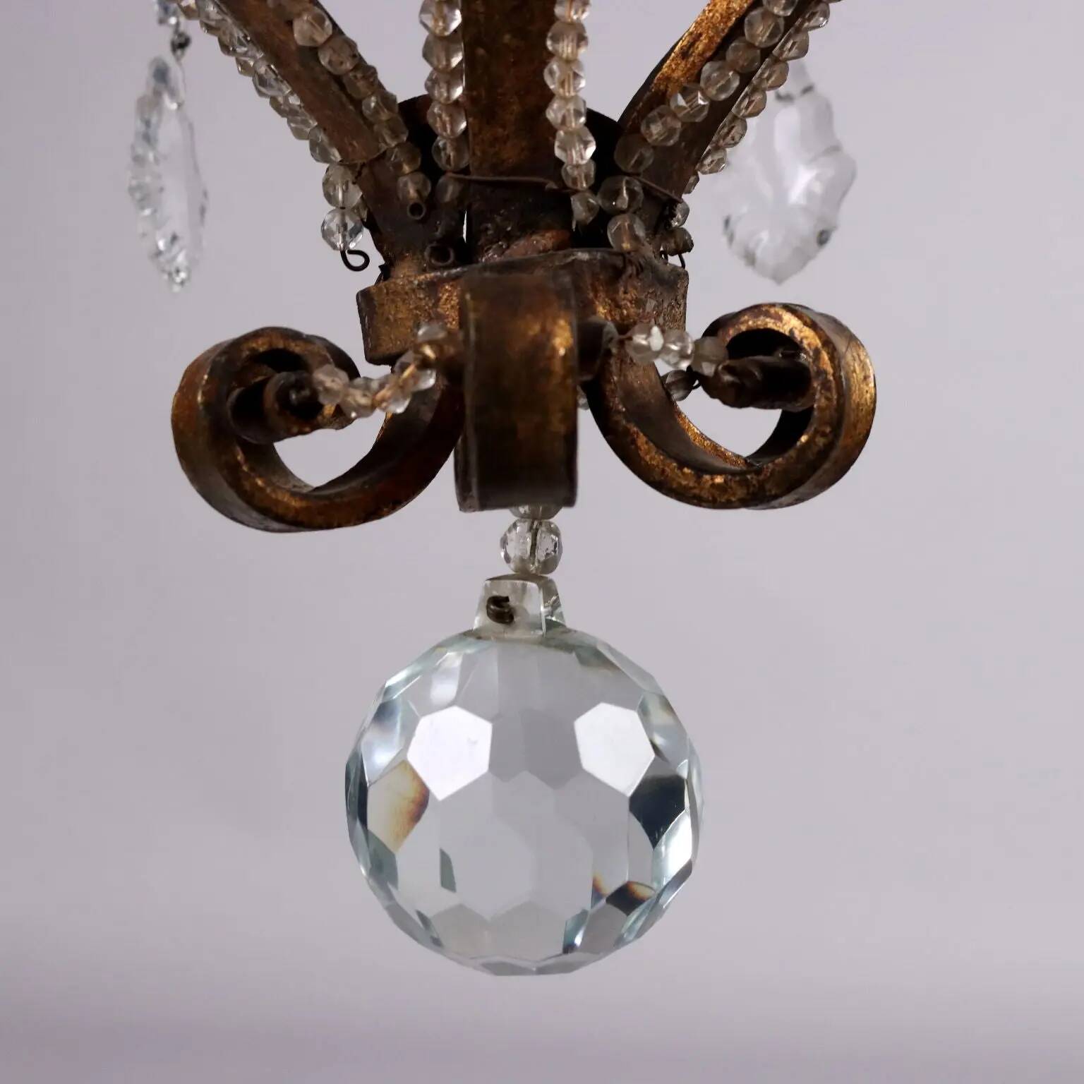 Antique 6-light wrought iron chandelier, Italy, 19th century