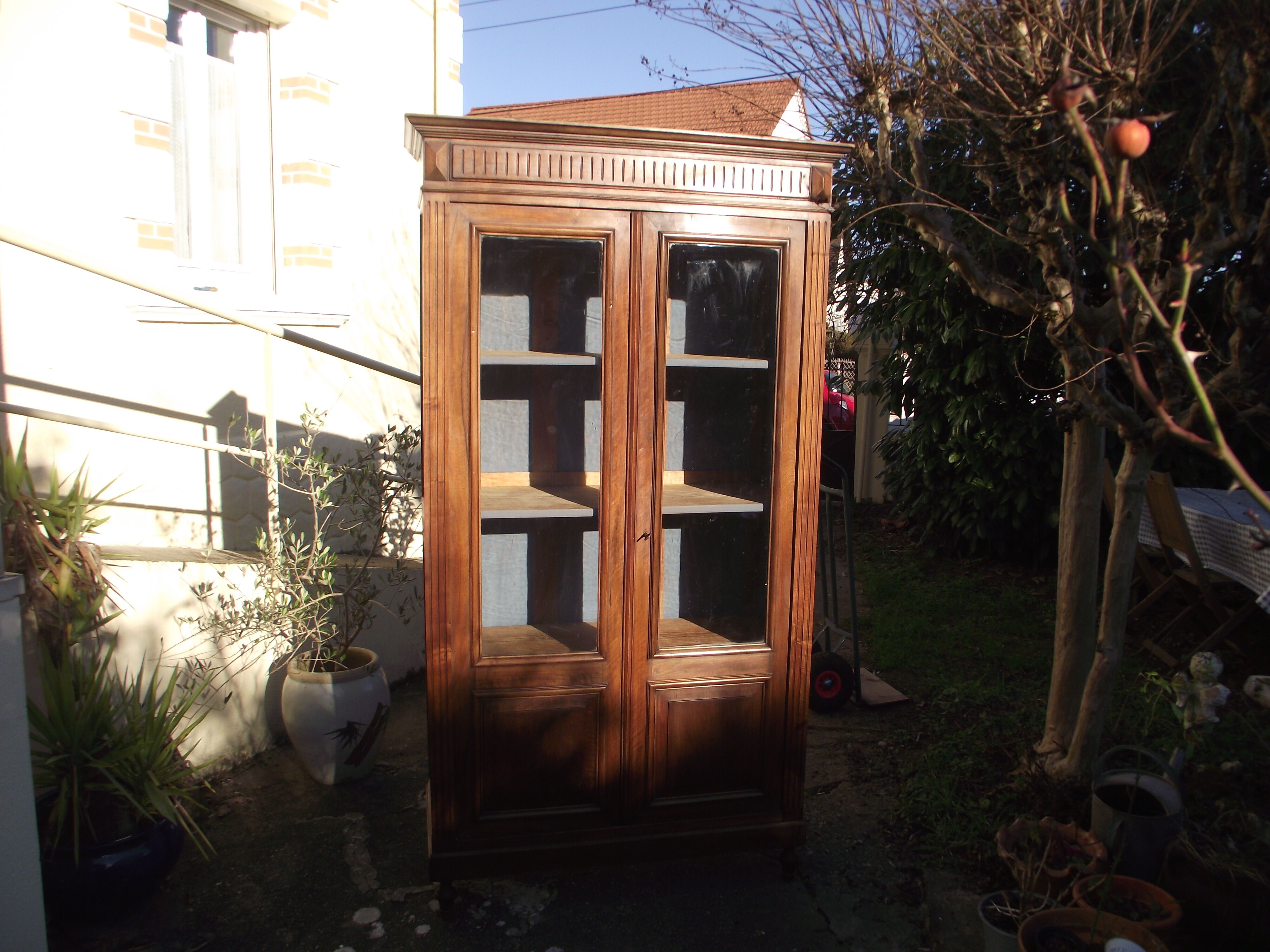 Solid walnut bookcase late 19th early 20th