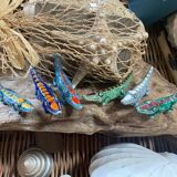 Set of 6 crocodile knife rests in glazed stoneware