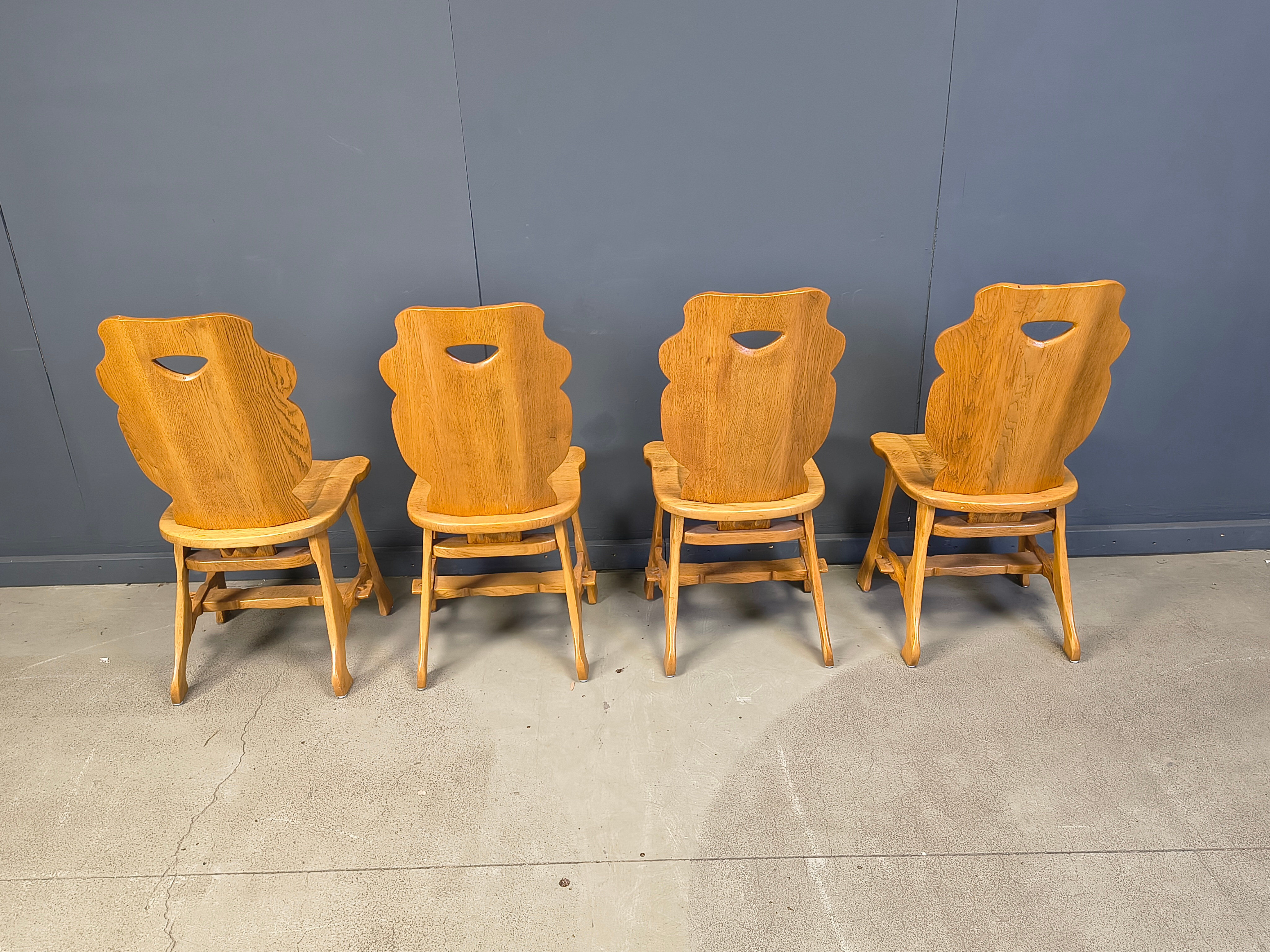Vintage rustic dining chairs, set of 4 - 1960s