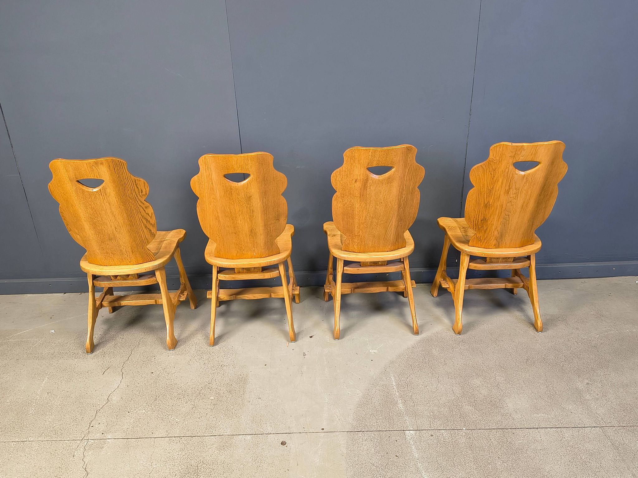 Vintage rustic dining chairs, set of 4 - 1960s
