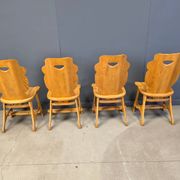 Vintage rustic dining chairs, set of 4 - 1960s