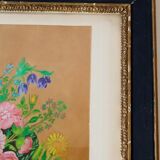 Tableau vintage bouquet à la gouache