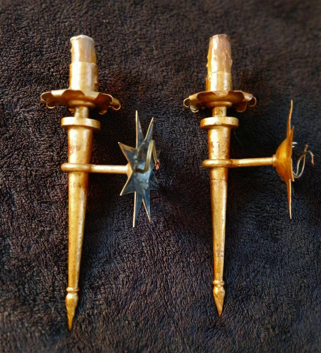 splendid set of gilded iron wall sconces by Gilbert Poillerat