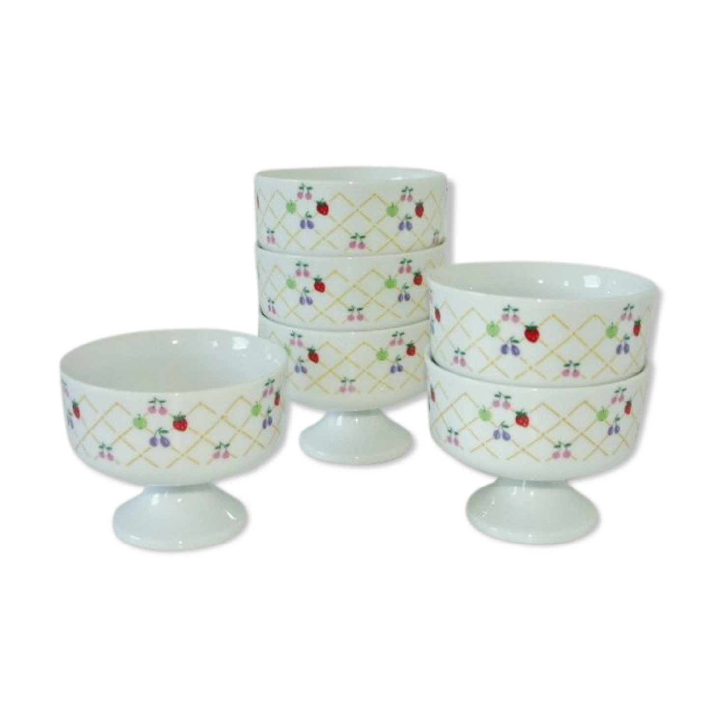 Lot 6 dessert cuts vintage porcelain 70/80