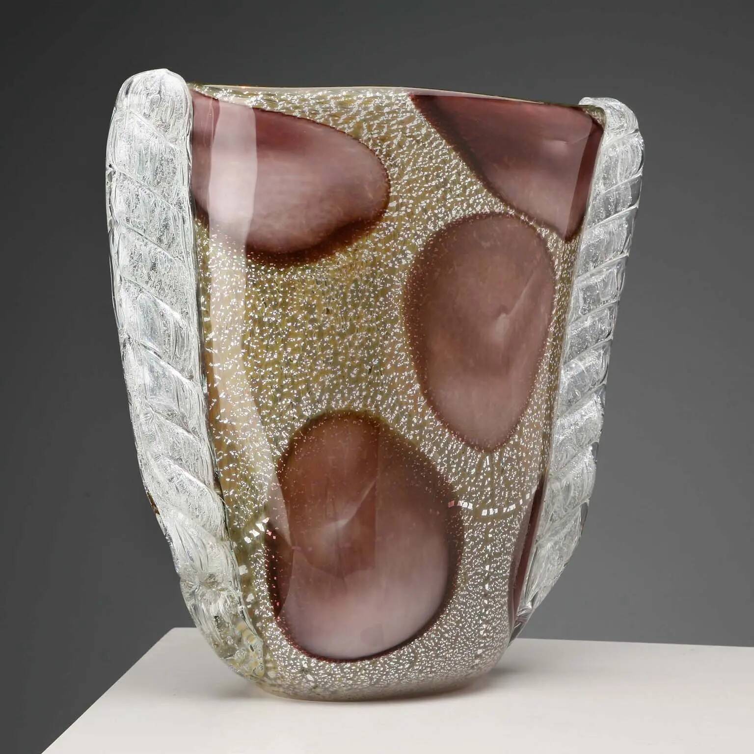 Vintage Murano glass vase, style E. Barovier, Italy, 20th Century