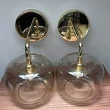 Pair of vintage smoked glass wall lights