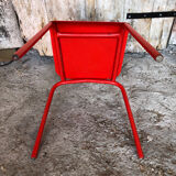 Set of 4 red metal chairs