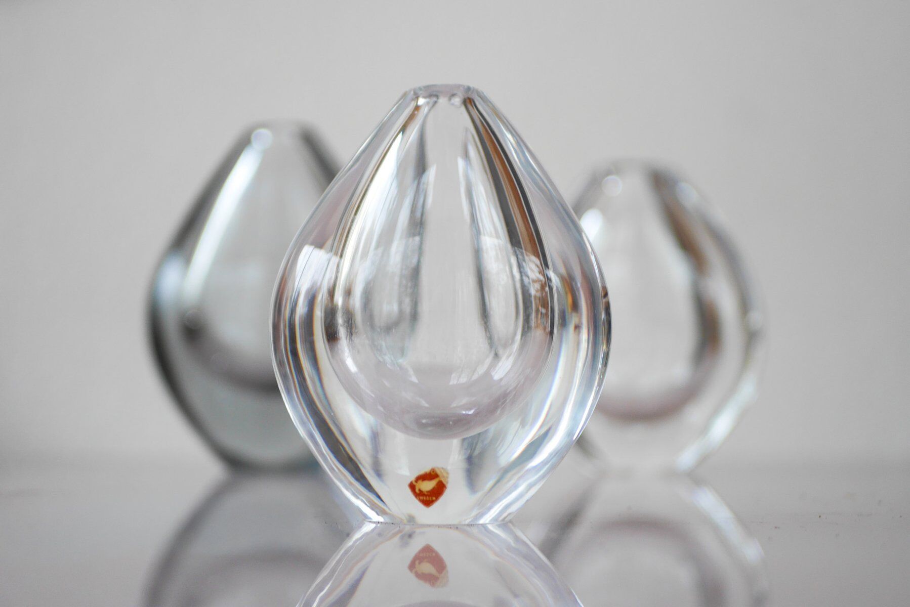 Crystal Lucid Drop Glass Vases by Sven Palmqvist for Orrefors, Sweden, 1950s, set of 3