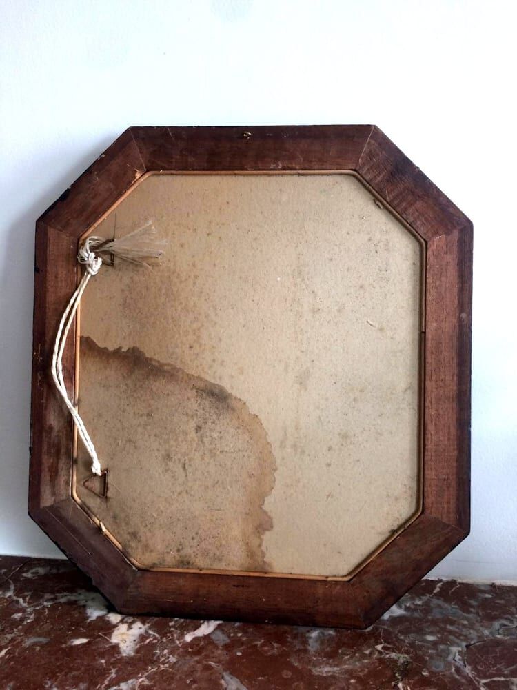 Hexagonal wooden mirror 1950