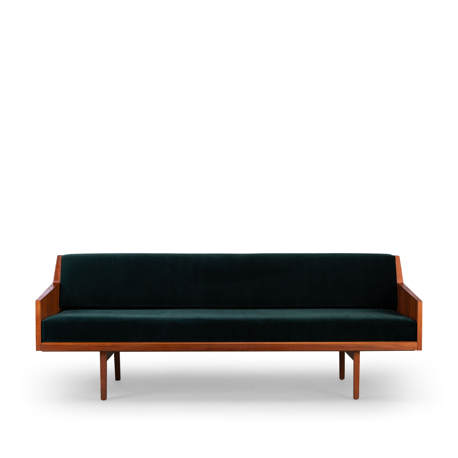 Danish midcentury modern green velvet daybed, 1960s