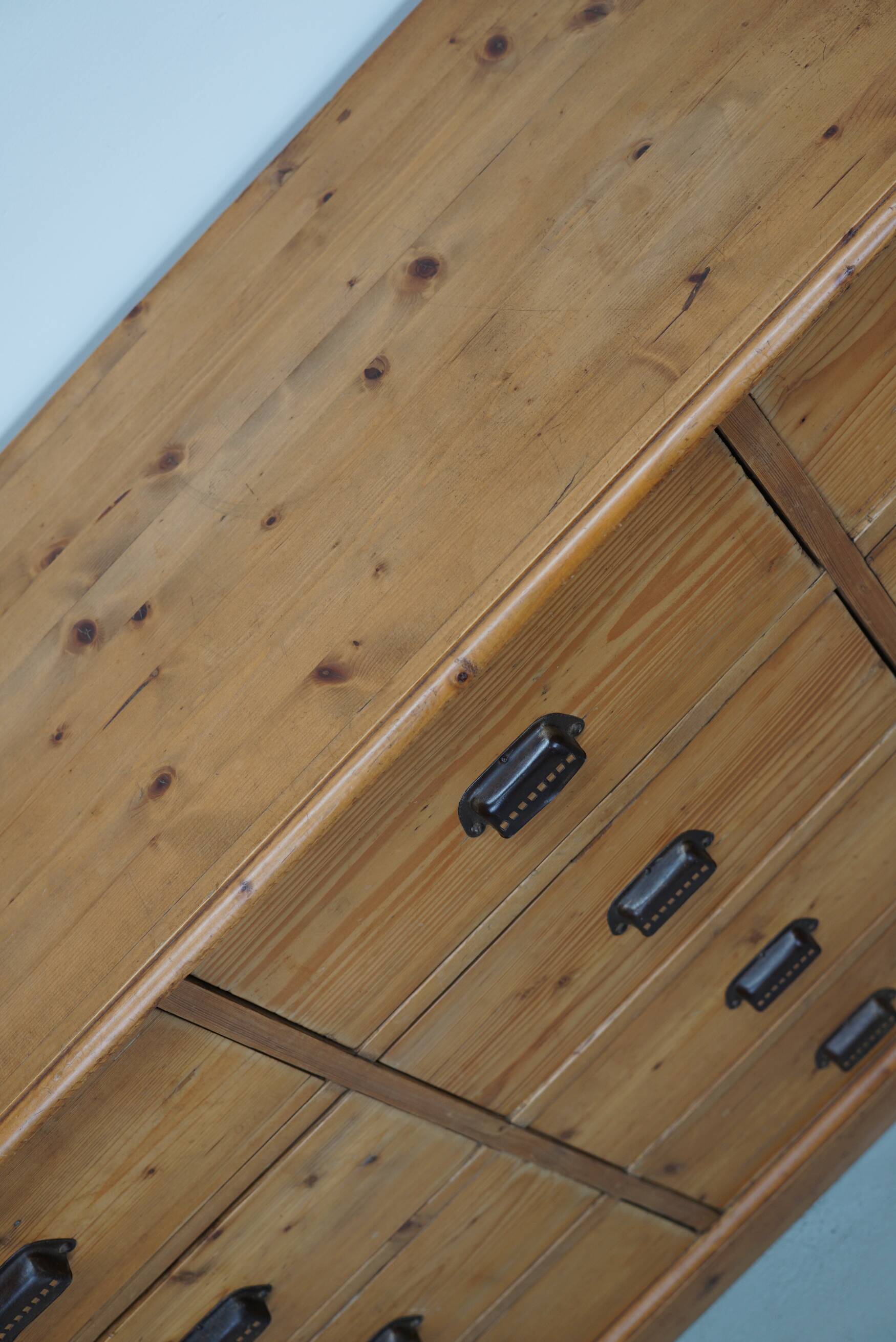 German Pine Apothecary Cabinet or Bank of Drawers, ca 1930s