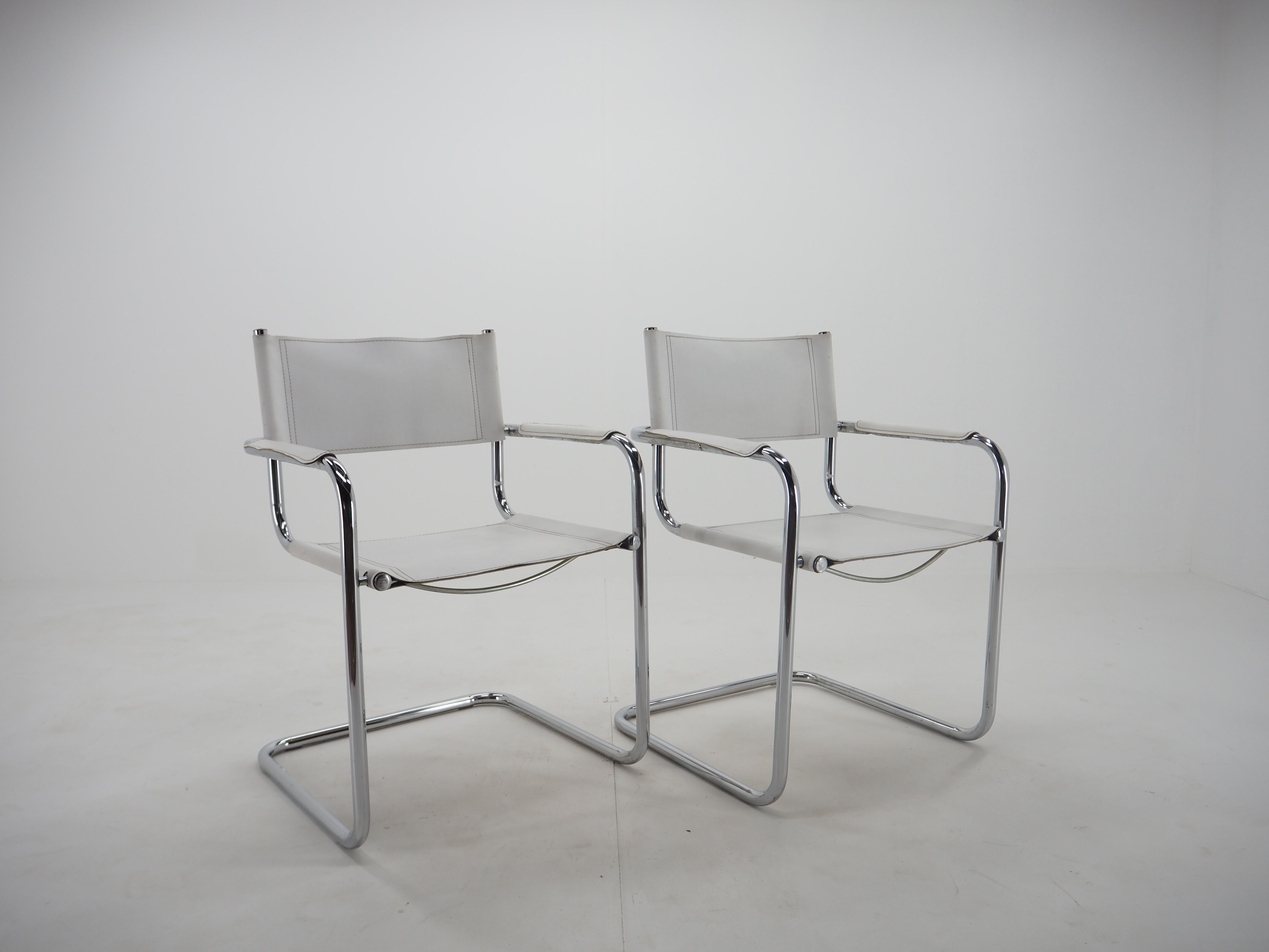 Midcentury chrome leather armchairs, 1970s