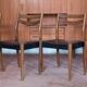 Set of 4 wooden and black faux leather chairs, Scandinavian style, wooden chair