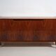 Mid-century buffet in walnut veneer with tapered legs – Czechoslovakia, circa 1960