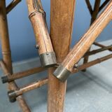 Bamboo side table with mirror top from France, 1940s