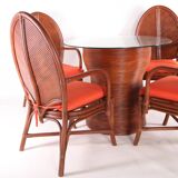 Ensemble table et fauteuils en rotin