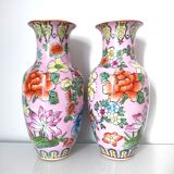 Pair of flowered Chinese vases