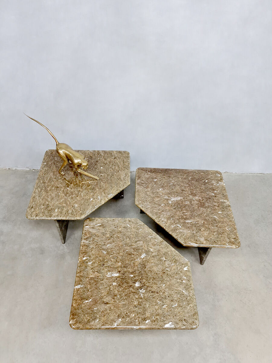 Vintage Italian marble low pull-out table