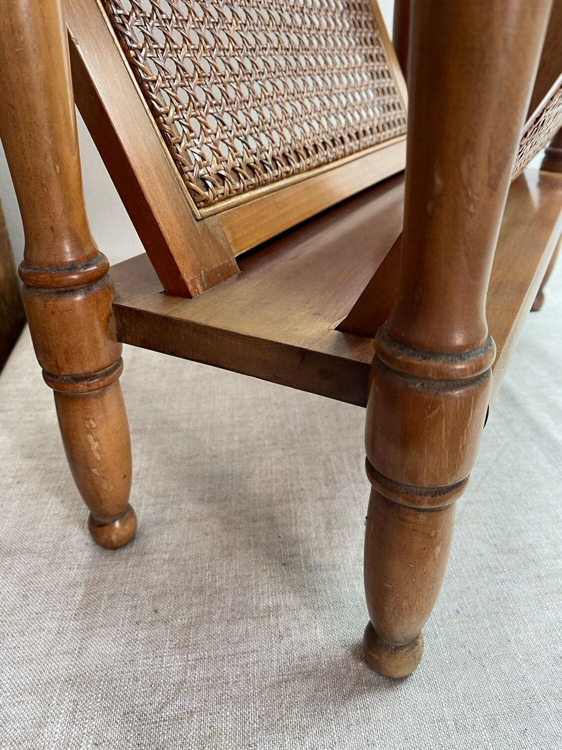 Magazine rack, wood and cane