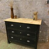 Commode ancienne patinée noir plateau brut 1900