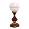 Table lamp in teak and pink glass