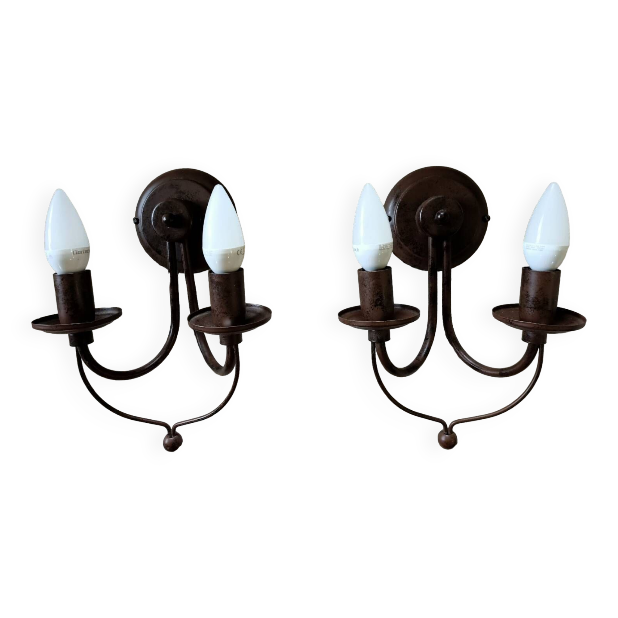 Pair of matte metal wall lights