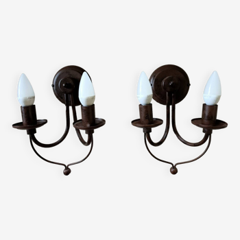 Pair of matte metal wall lights