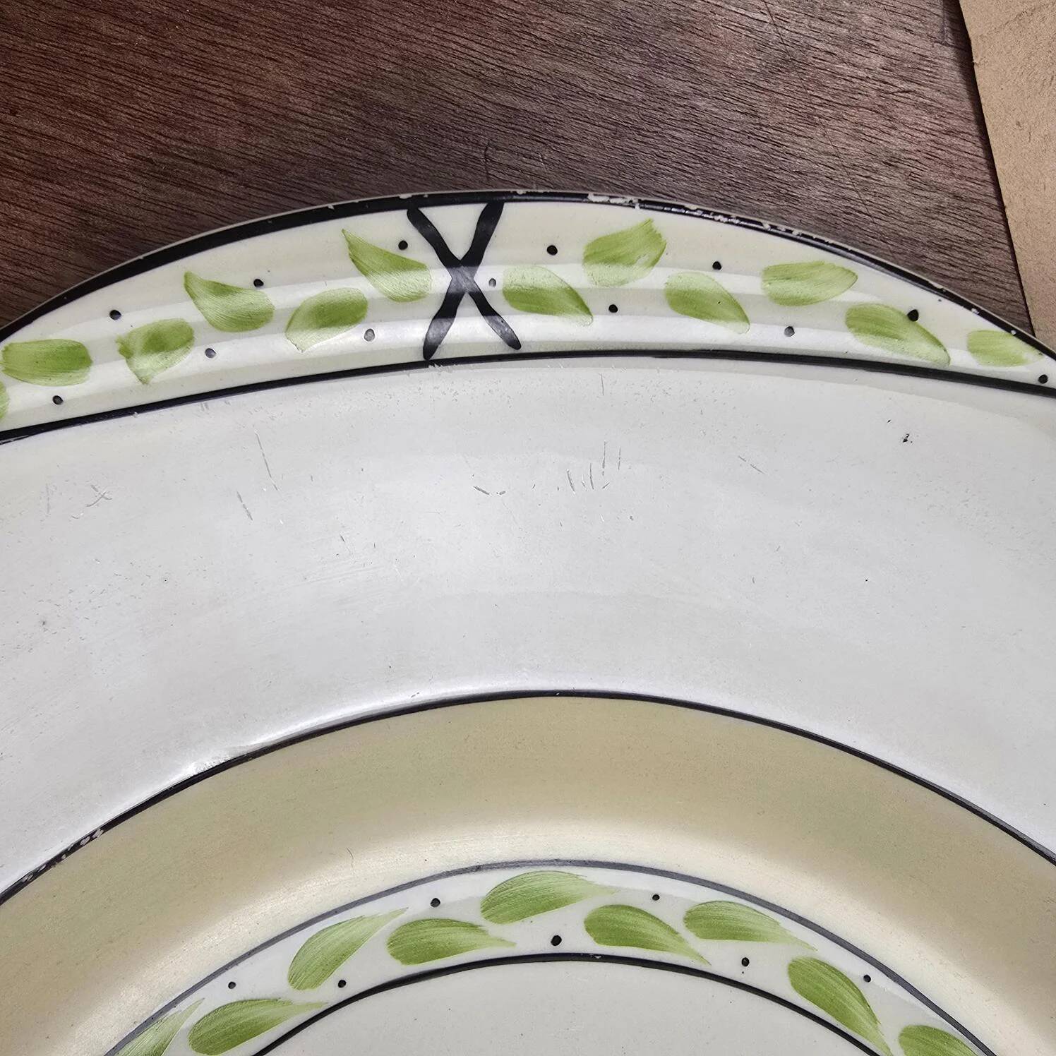 Plat ovale anglais Burleigh Ware – Crème & vert – Made in England