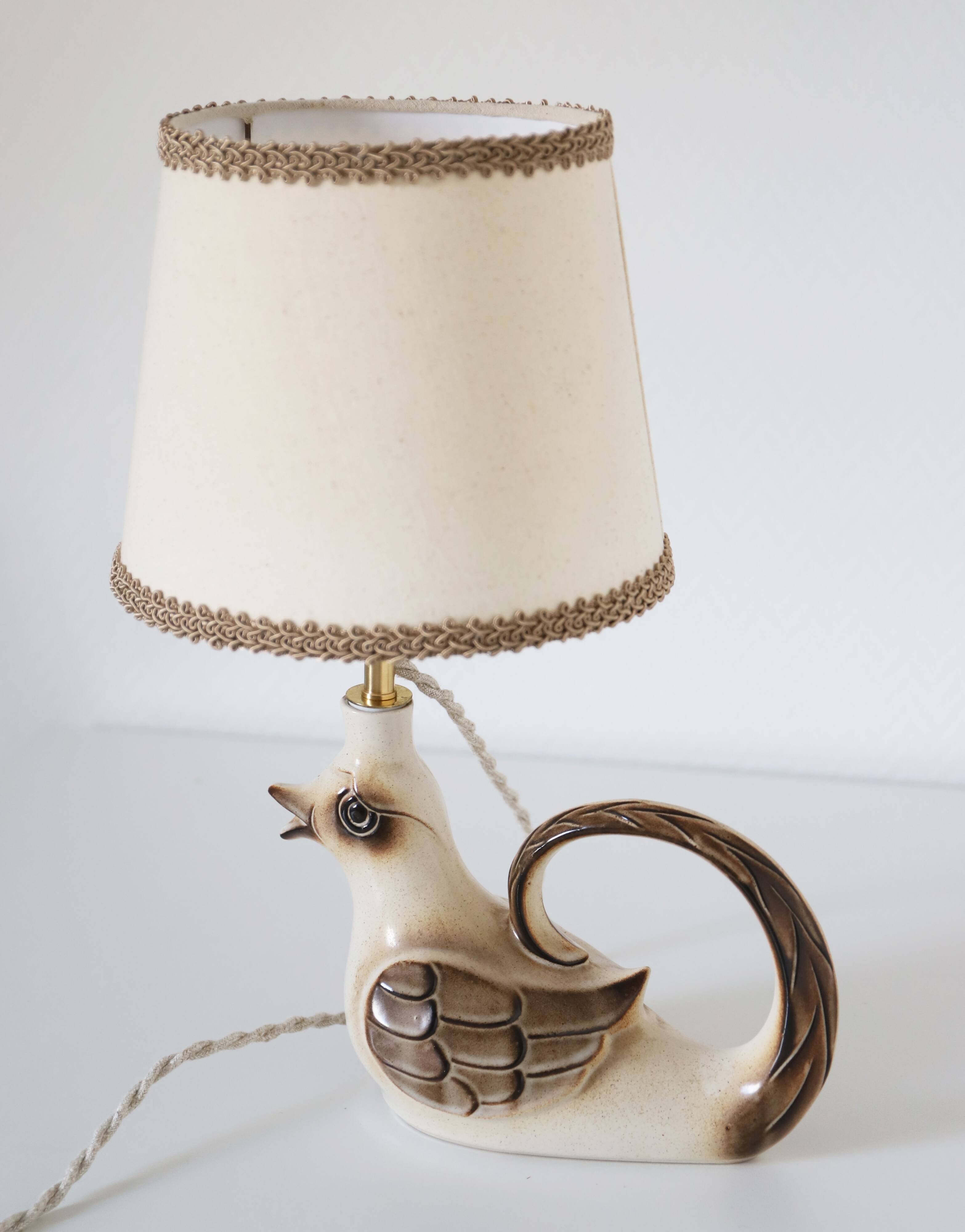 Table lamp, ceramic base "bird" 50s