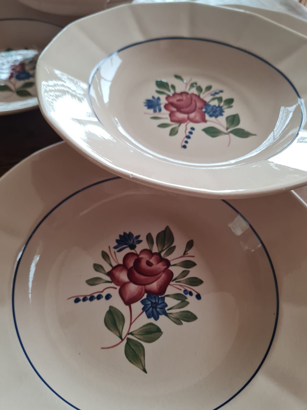 Set of 6 hollow plates Digoin Sarreguemines