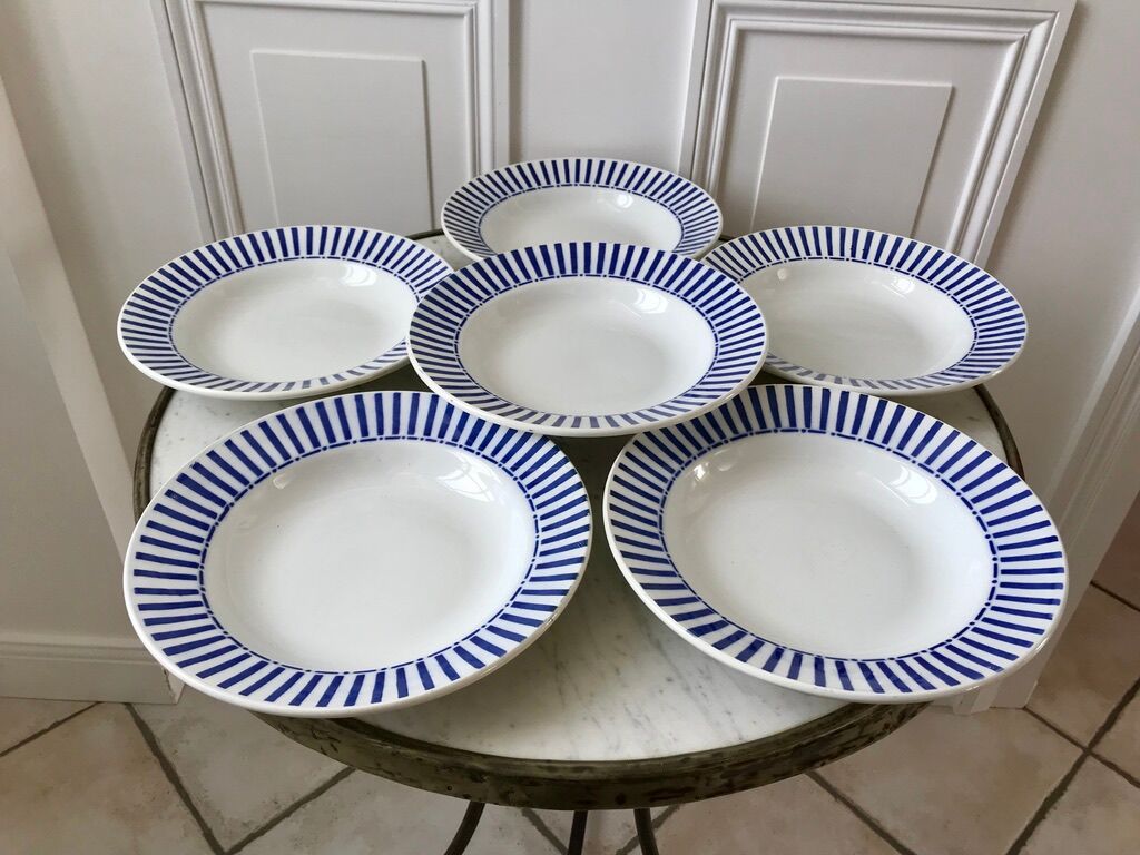 Lot of 6 hollow plates digoin sarreguemines model "monique" 30s