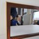 1960s Czechoslovak Mid-Century Wooden Mirror with Graphic Frame Detail