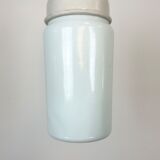 Industrial White Porcelain Pendant Light with Milk Glass, 1970s