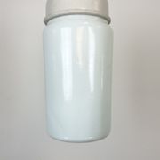 Suspension en porcelaine blanche industrielle avec verre opale, années 1970