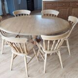 Dining table and 6 chairs: solid spruce