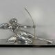 Diane chasseresse Sculpture Art déco en feuille d'argent par Salvatore Melani, 1930