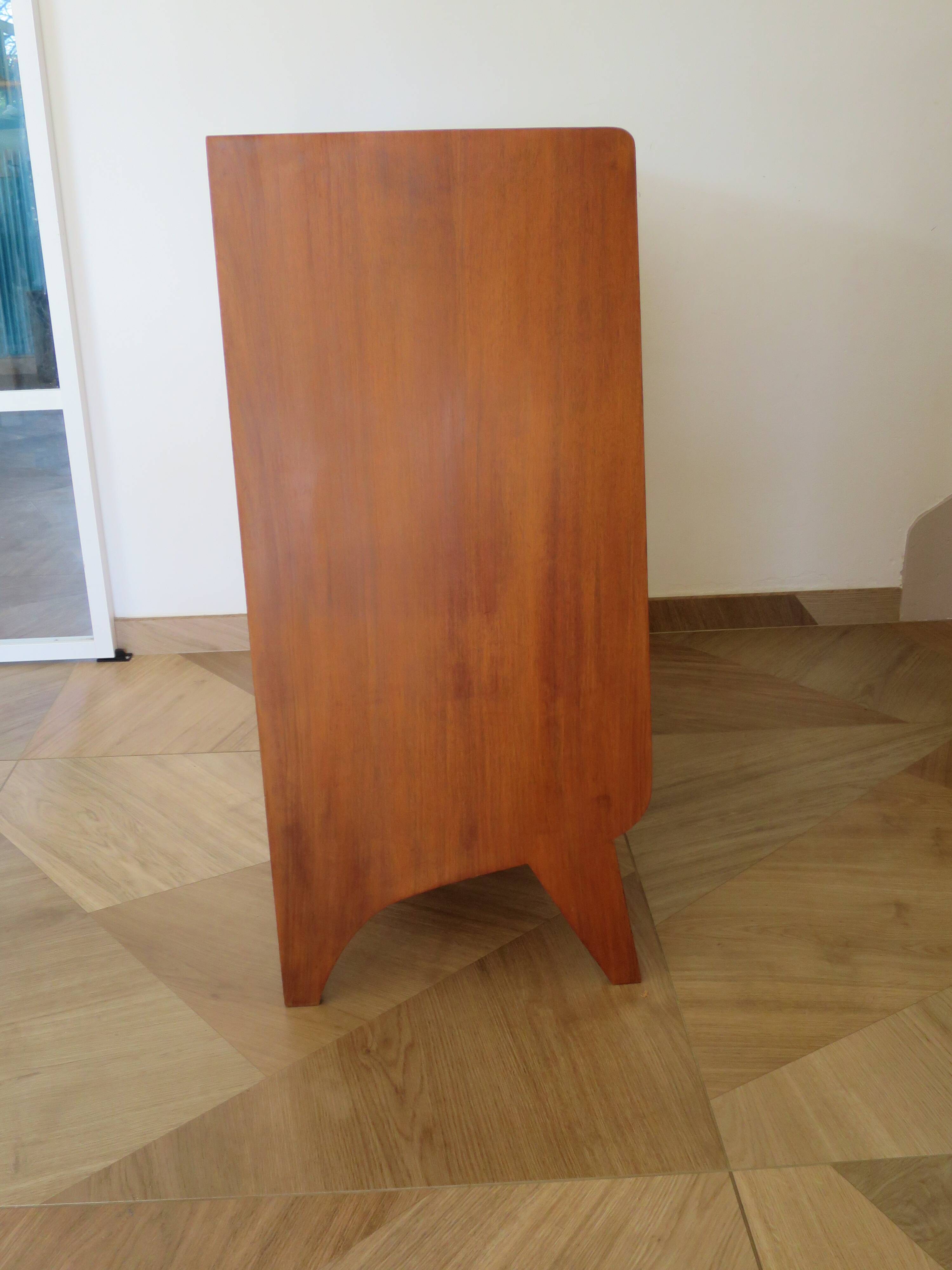 Cabinetmaker's chest of drawers - 4 drawers - golden oak - with oblique profile - compass feet - 1950