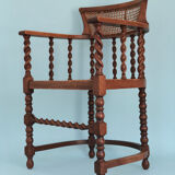Edwardian barley twist corner chair with cane late 19th century