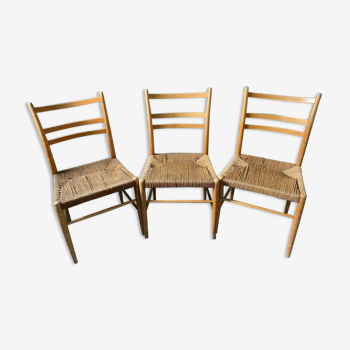 Ensemble de 3 chaises scandinaves Gracell. Design suédois par Yngve Ekström en 1956.