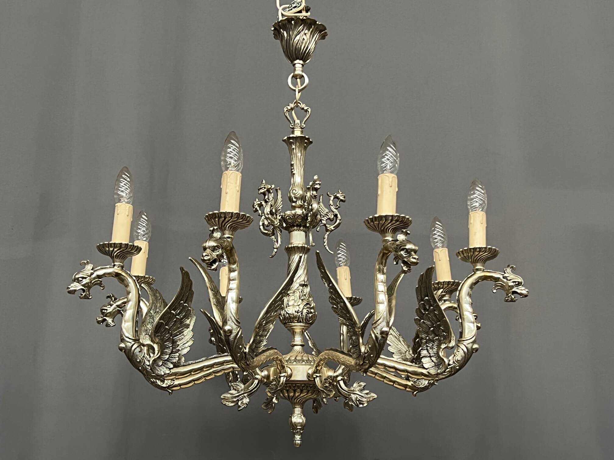 Antique chandelier in neo-gothic style.