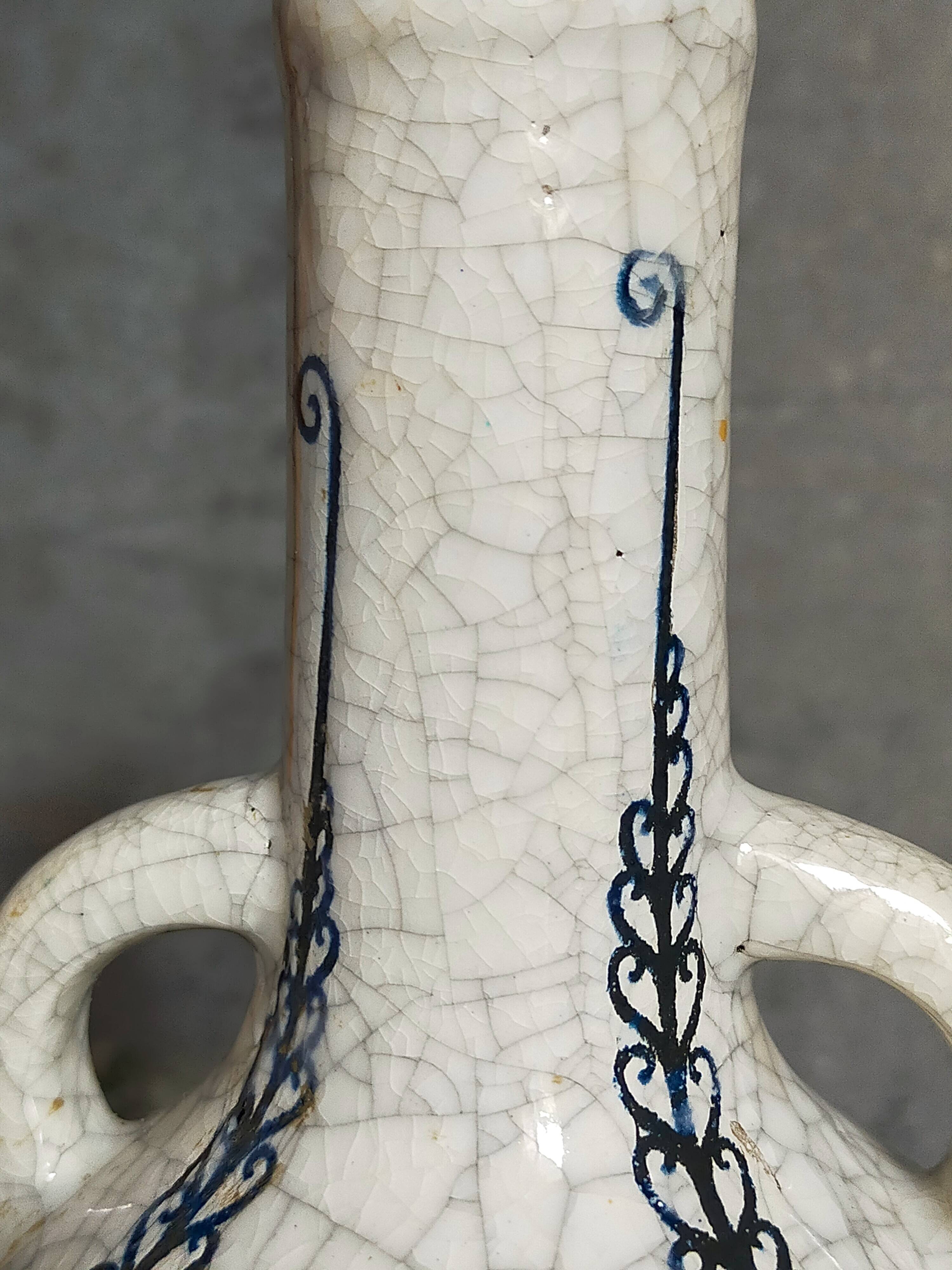 Soliflore bottle vase in fine earthenware boch frères la louvière-keramis early 20th century