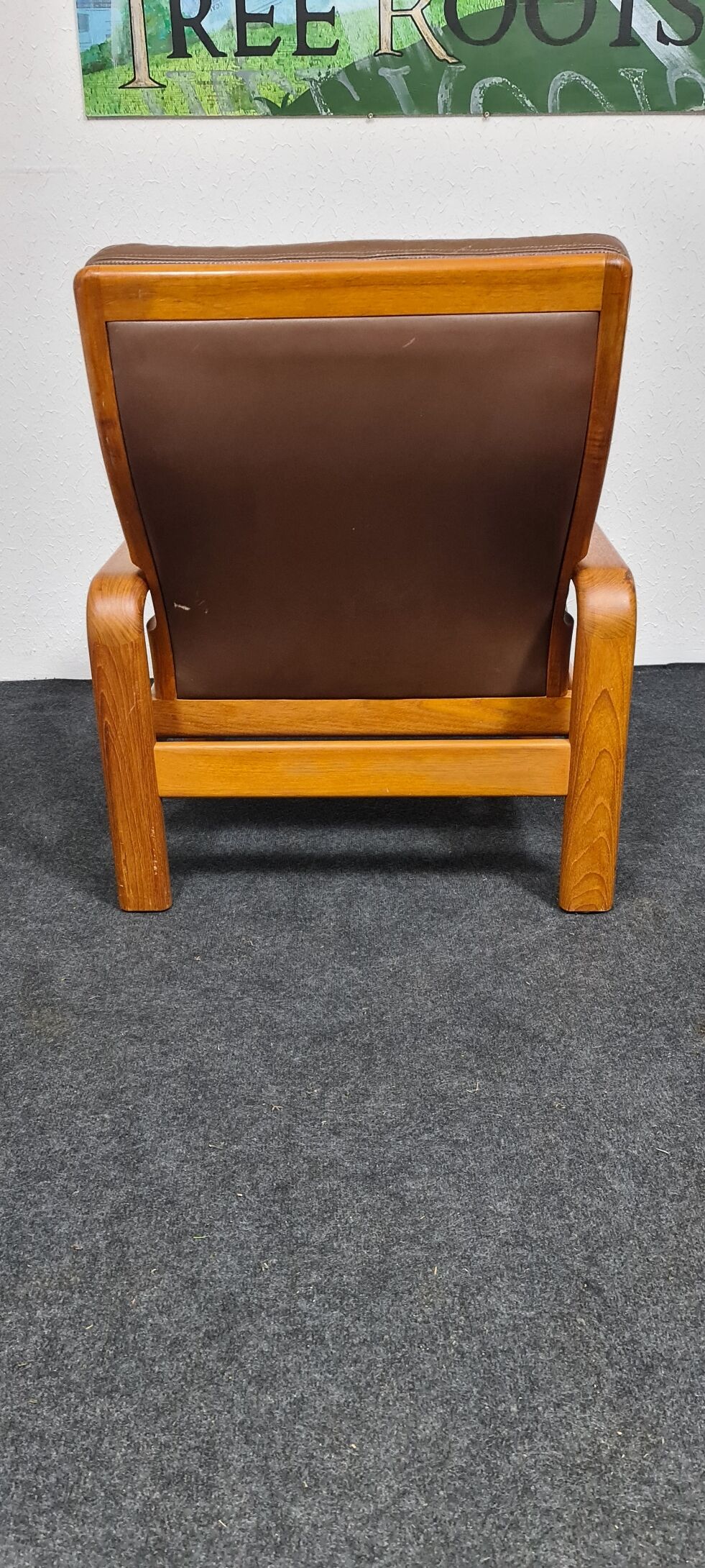 Brown leather Danish design arm chair by I Olsen&son Mobelfabrik