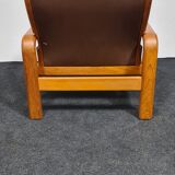 Brown leather Danish design arm chair by I Olsen&son Mobelfabrik
