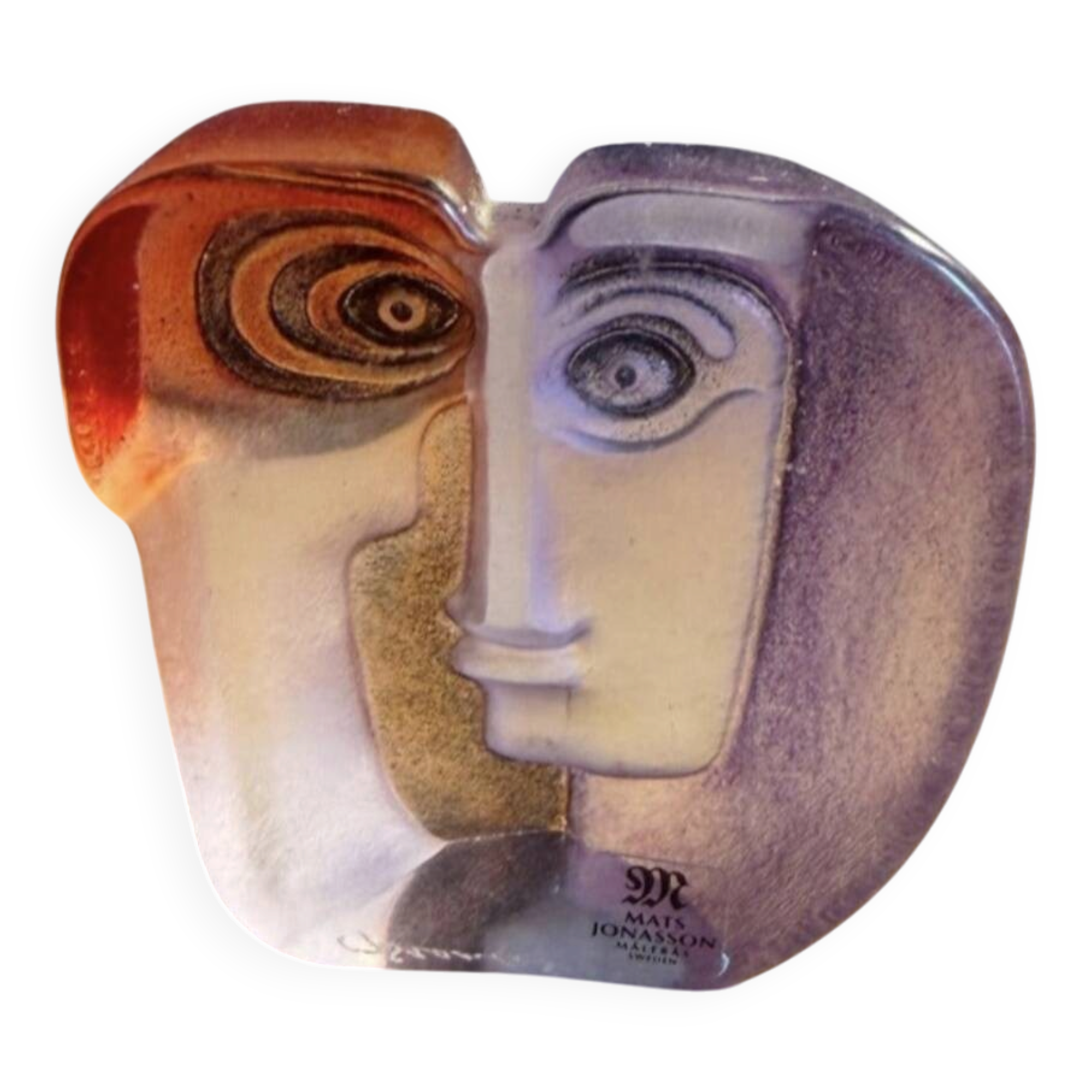 Glass sculpture / "Mio" mask - Signed - Art glass