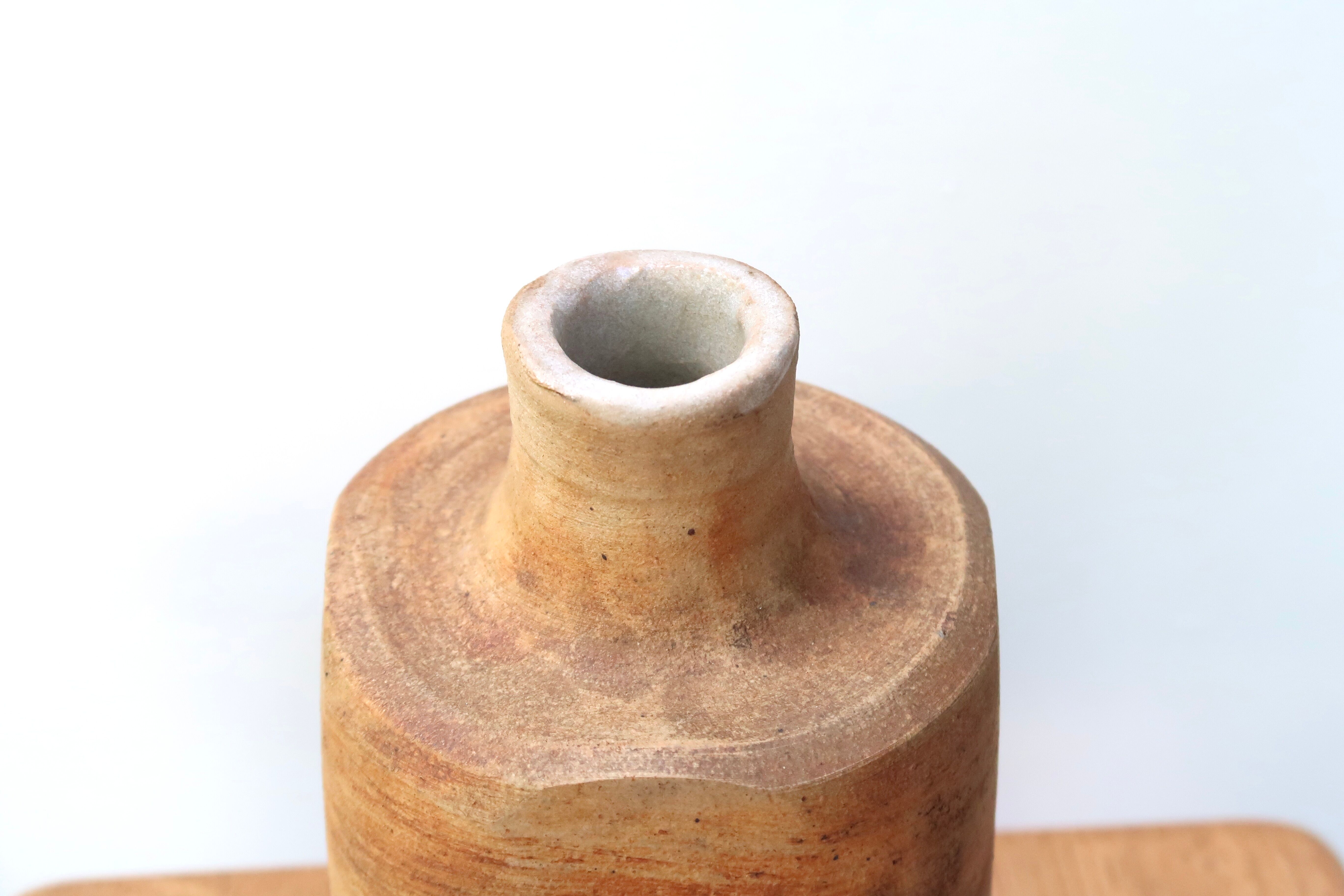 Ceramic bottle from la colombe pottery, floral decoration, 70s